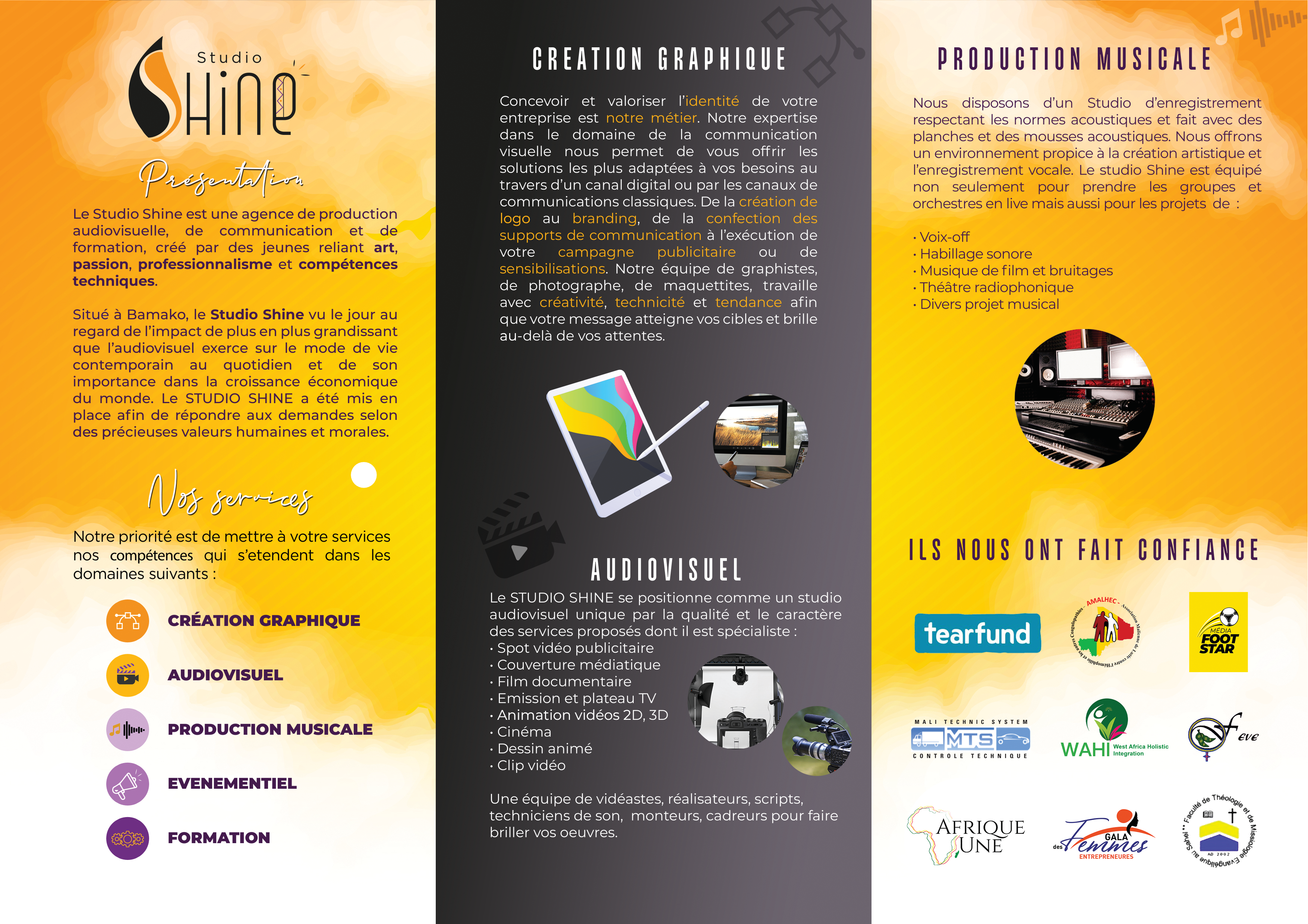 Dépliant Studio Shine Verso